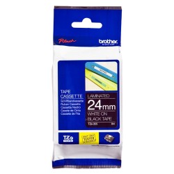 BROTHER NASTRO LAMINATO DA 24MM LUNGHEZZA 8 METRI COLORE BIANCO SU FONDO NERO
